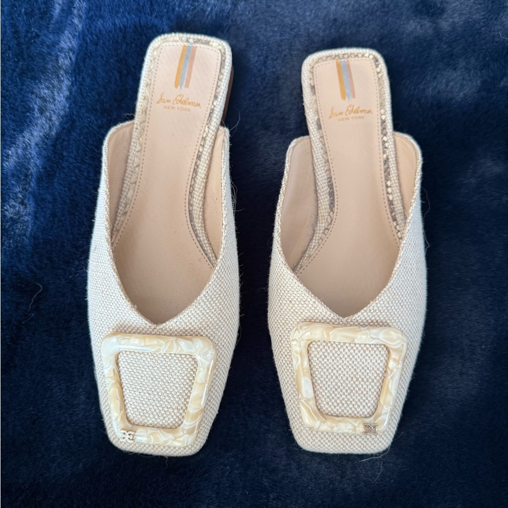 Sam Edelman Cream Woven Mules